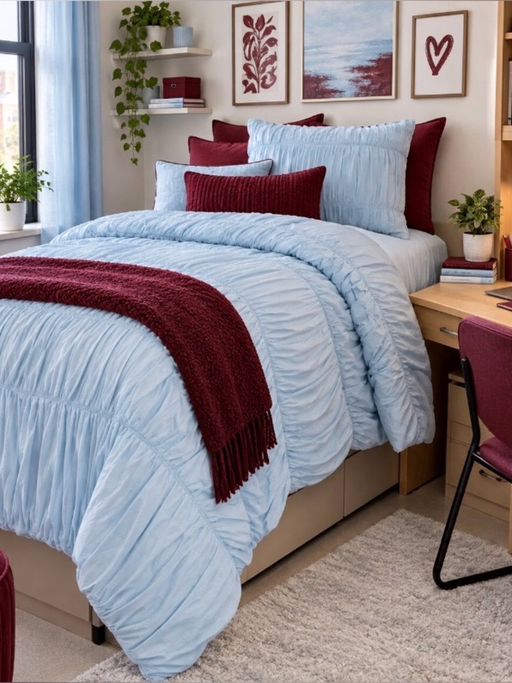 Dorm Well Comforter Set Twin XL Bedding Light Blue Twin-XL Bed Party